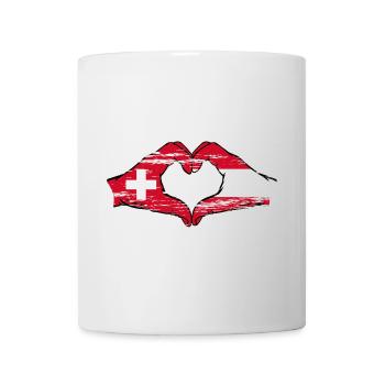 Switzerland Austria Flag Hands Heart shape used - Mug - white - Front