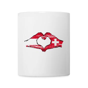 Autriche Suisse Drapeau Mains Coeur Forme Utilisé - Mug blanc - blanc - Devant