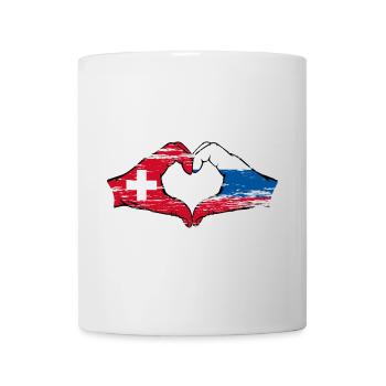 Suisse Russie Drapeau Mains Coeur Forme Utilisé - Mug blanc - blanc - Devant