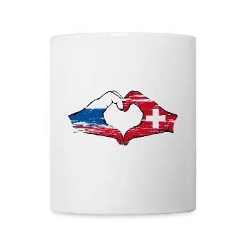 Russie Suisse Drapeau Mains Coeur Forme Utilisé - Mug blanc - blanc - Devant