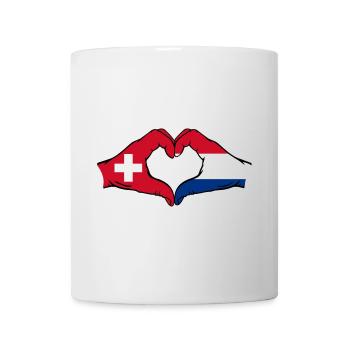 Schweiz Holland Flagge Hände Herzform - Tasse - Weiß - Vorne