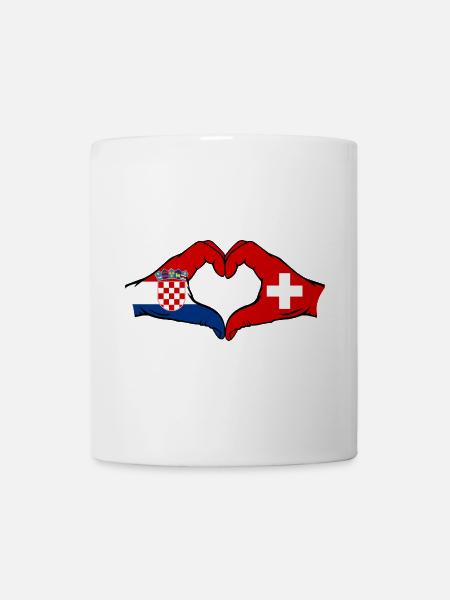 Kroatien schweiz Flagge Hände Herzform - Tasse - Weiß