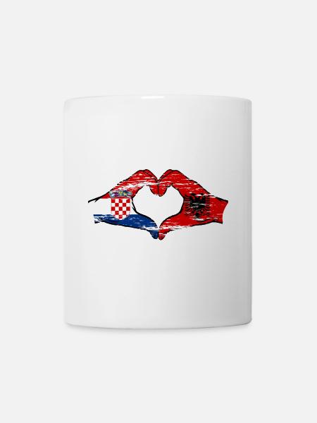 Kroatien Albanien Flagge Hände Herzform used - Tasse - Weiß