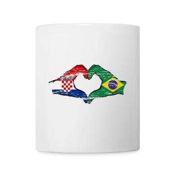 Croatie Brésil Drapeau Mains Coeur Forme Utilisé - Mug blanc - blanc - Devant
