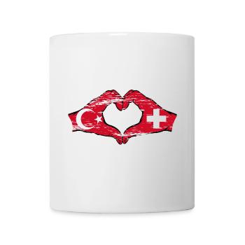 Turquie Suisse Drapeau Mains Coeur Forme Utilisé - Mug blanc - blanc - Devant