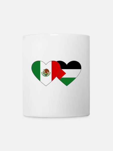 Mexique Palestine drapeau coeur - Mug blanc - blanc