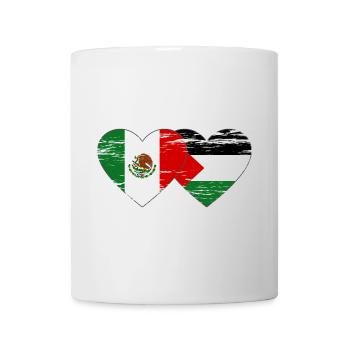 Mexico Palestine Flag Heart Used - Mug - white - Front