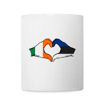 Ireland Estonia Flag Hands Heart Shape - Mug - white - Front