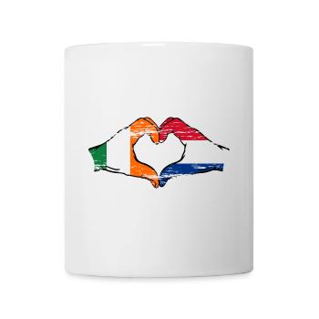 Irlande Hollande drapeau mains forme de coeur utilisé - Mug blanc - blanc - Devant