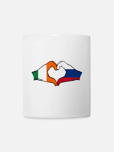 Irlande Russie Drapeau Aiguilles Forme De Coeur - Mug blanc - blanc
