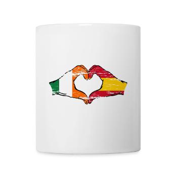 Ireland Spain Flag Hands Heart Shape Used - Mug - white - Front
