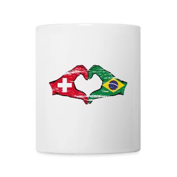 Suisse Brésil drapeau coeur forme avec la main utilisée - Mug blanc - blanc - Devant