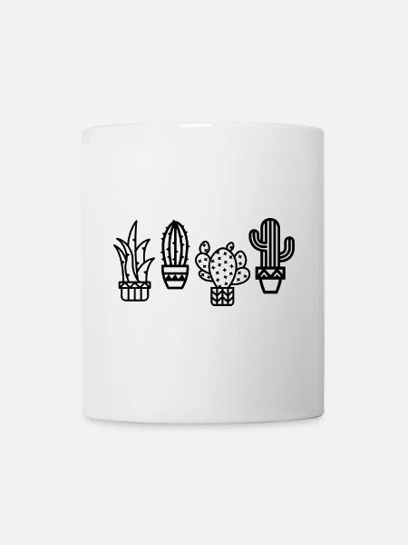 Kaktus süße Zimmerpflanzen Botanik comic cartoon - Tasse - Weiß
