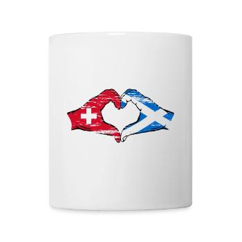 Switzerland Scotland Flag Hands Heart Shape Used - Mug - white - Front