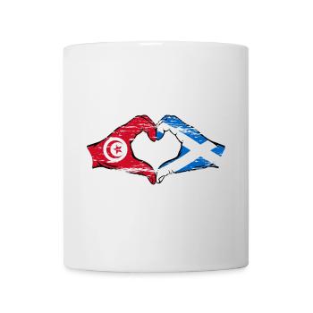 Tunisia Scotland Flag Hands Heart Shape Used - Mug - white - Front