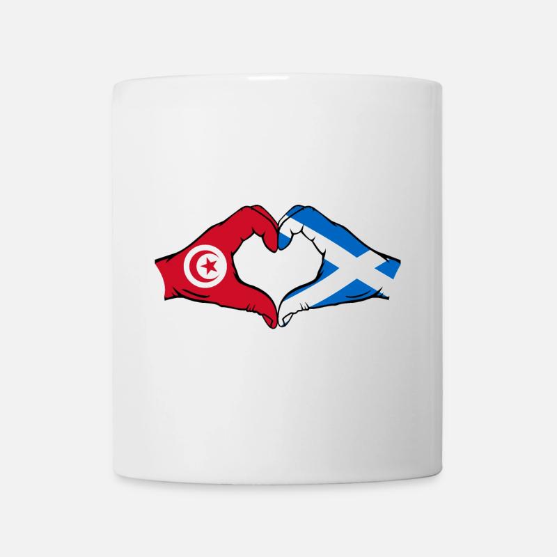Tunisie Ecosse Drapeau Mains Forme Coeur - Mug blanc - blanc