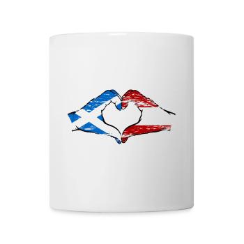 Scotland Austria Flag Hands Heart Shape Used - Mug - white - Front