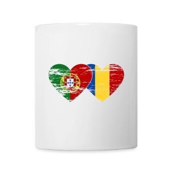 Portugal Romania Flag Heart Used - Mug - white - Front
