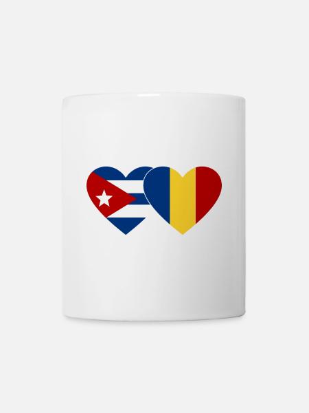 Kuba Rumänien Flagge Herz - Tasse - Weiß