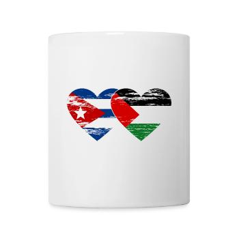 Cuba Palestine drapeau coeur utilisé - Mug blanc - blanc - Devant