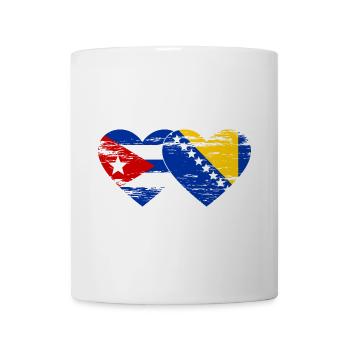Kuba Bosnien Flagge Herz used - Tasse - Weiß - Vorne