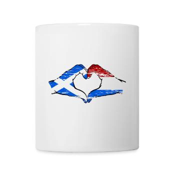 Scotland Holland Flag Hands Heart Shape Used - Mug - white - Front