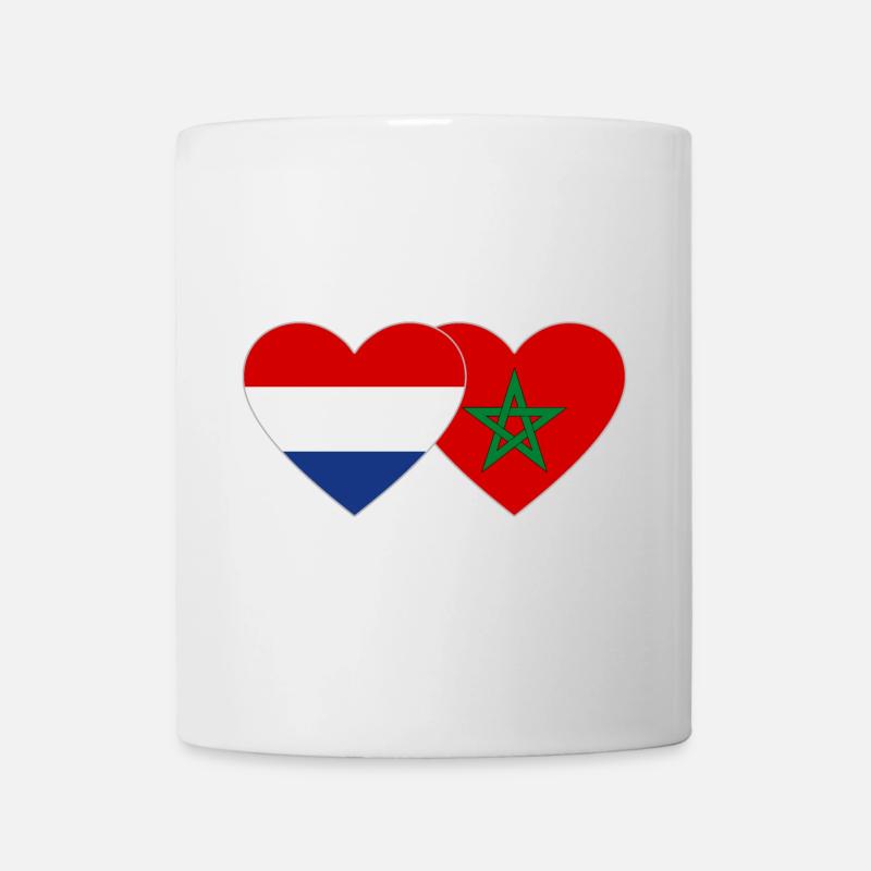 Hollande Maroc Drapeau Coeur - Mug blanc - blanc