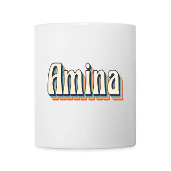 Amina T-Shirt Retro Vintage T-Shirt Geschenkidee - Tasse - Weiß - Vorne
