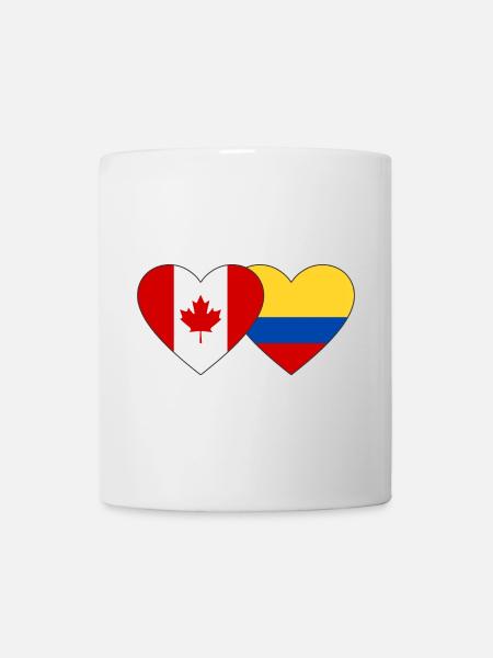 Kanada Kolumbien Flagge Herz - Tasse - Weiß