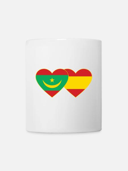Mauritanie Espagne Drapeau Coeur - Mug blanc - blanc