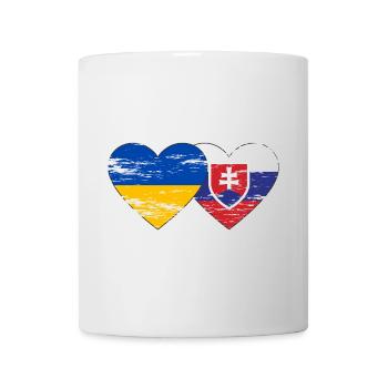 Ukraine Slovakia Flag Heart used - Mug - white - Front