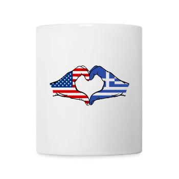 États-Unis Grèce Drapeau Mains Coeur Forme - Mug blanc - blanc - Devant