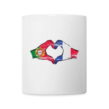 Portugal France Drapeau Mains Coeur Forme Utilisé - Mug blanc - blanc - Devant