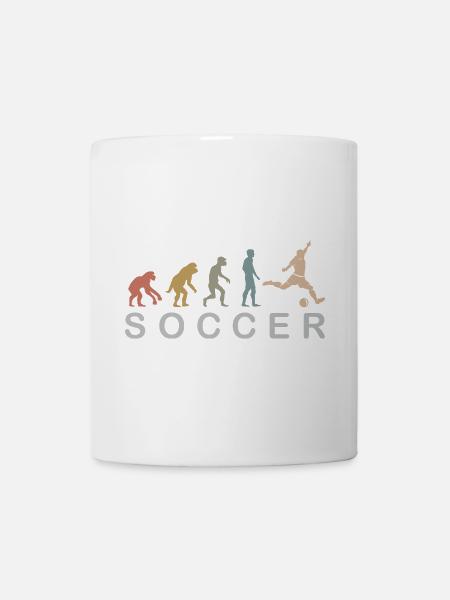 Fußball Evolution retro Farben Fußballer Symbol - Tasse - Weiß