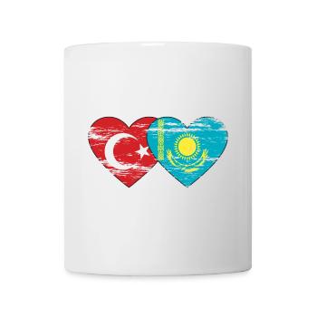 Turquie Kazakhstan Drapeau Coeur utilisé - Mug blanc - blanc - Devant