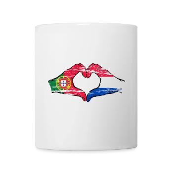 Portugal Hollande Drapeau Mains Coeur Forme Utilisé - Mug blanc - blanc - Devant