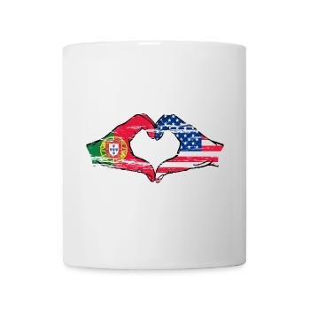 Portugal USA Flag Hands Heart Shape Used - Mug - white - Front