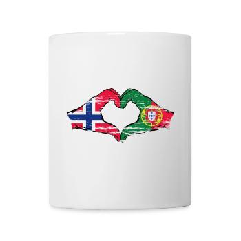 Norvège Portugal Drapeau Mains Coeur Forme Utilisé - Mug blanc - blanc - Devant