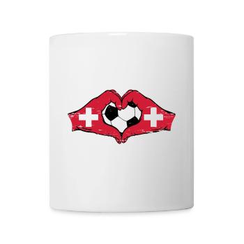 Suisse Football Drapeau Mains Coeur Forme Utilisé - Mug blanc - blanc - Devant