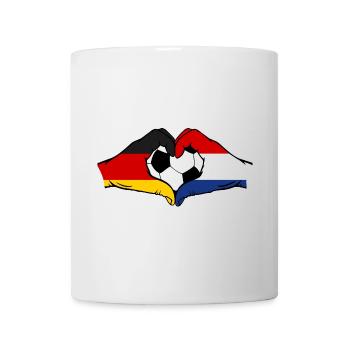 Germany Holland Football Flag Hands Heart Shape - Mug - white - Front