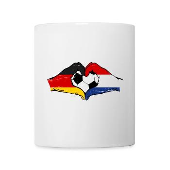 Germany Holland Football Flag Hands Heart Used - Mug - white - Front