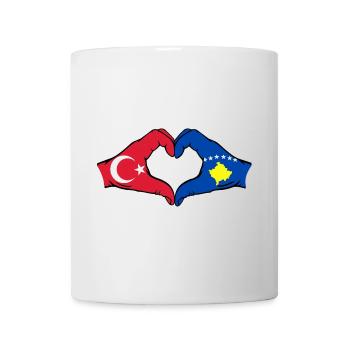 Turkey Kosovo Flag Hands Heart Shape - Mug - white - Front