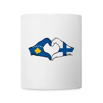Kosovo Finlande Drapeau Mains Coeur Forme - Mug blanc - blanc - Devant