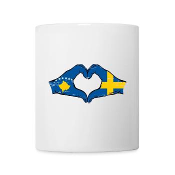 Kosovo Suède drapeau mains forme de coeur utilisé - Mug blanc - blanc - Devant