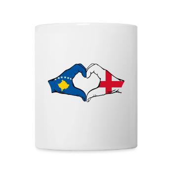 Kosovo Angleterre Drapeau Mains Coeur Forme - Mug blanc - blanc - Devant