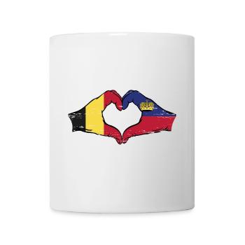 Belgien Liechtenstein Flagge Hände Herzform used - Tasse - Weiß - Vorne