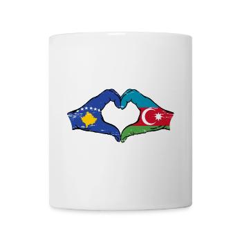 Kosovo Aserbaidschan Flagge Hände Herzform used - Tasse - Weiß - Vorne