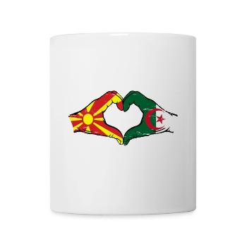 Mazedonien Algerien Flagge Hände Herzform used - Tasse - Weiß - Vorne