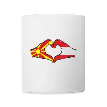 Macedonia Austria Flag Hands Heart Shape Used - Mug - white - Front