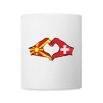 Macédoine Suisse Drapeau Mains Coeur Forme Utilisé - Mug blanc - blanc - Devant